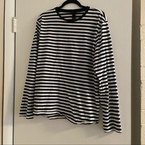 Black and white striped shirt.
